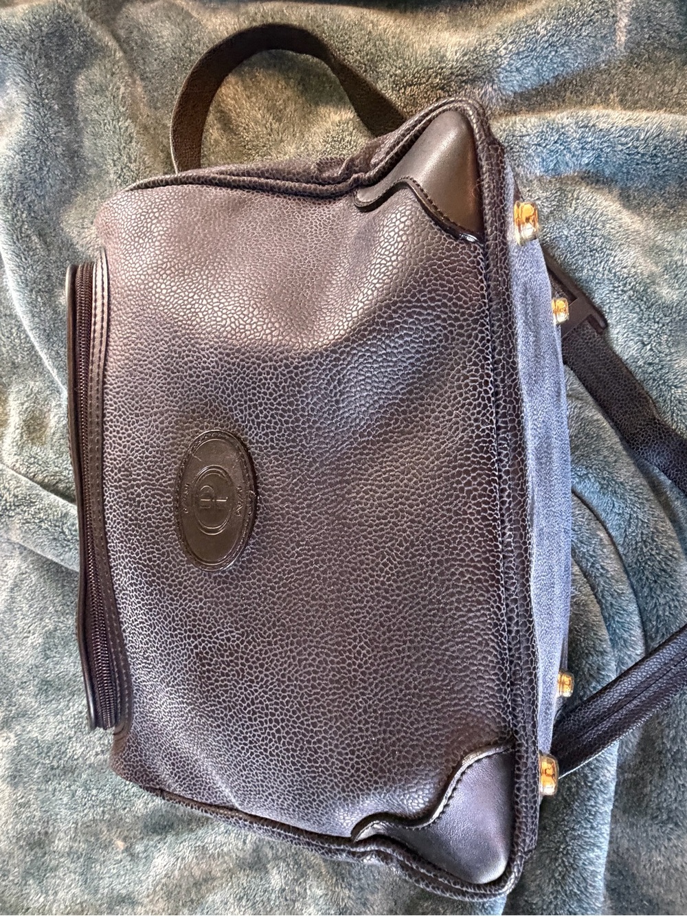 Vintage Protocol JCPenney Black Pebbled Travel Carry-On Bag Organiser RN 93677